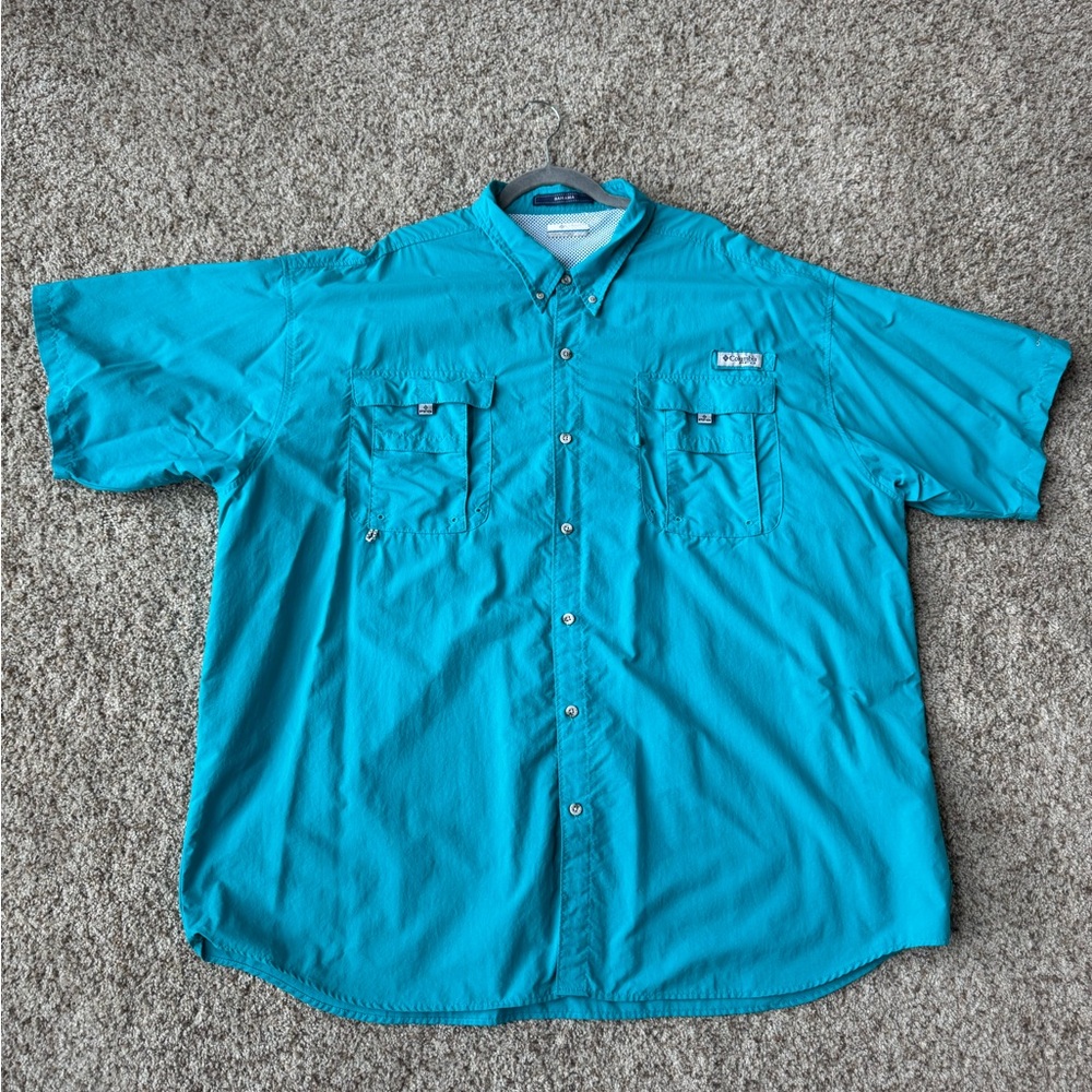 Columbia Men's Bahama “Angler” Short Sleeve Fishing style Shirt UPF Blue 4XT